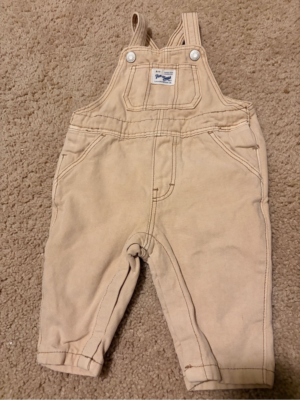 H&M beige canvas toddler overalls